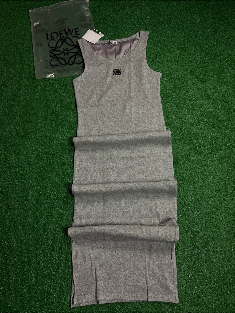 Loewe Grey Sleeveless Maxi Dress with Anagram Detail